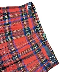 Vintage The Edinburgh Woolen Mill Tartan Pleated Plaid Wool Skirt Kilt With Pin
